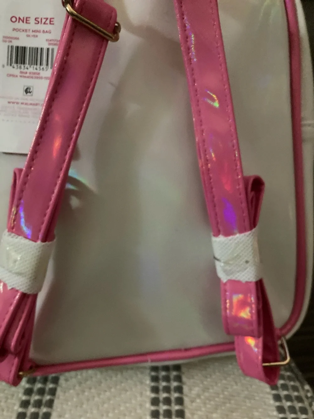 Justice Iridescent White & Pink Sequin Kids Backpack